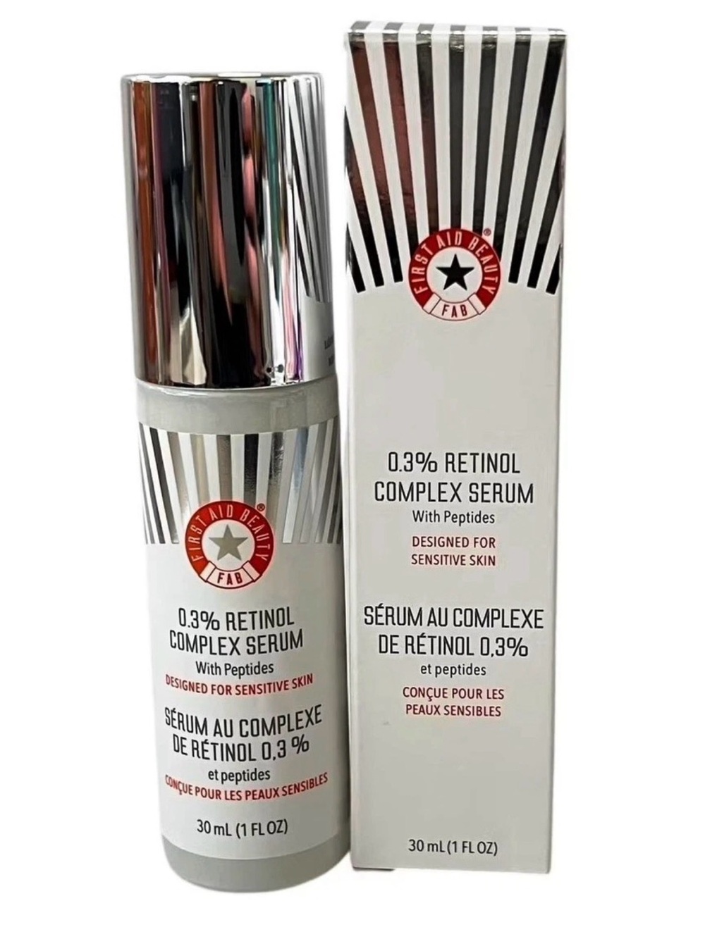 FIRST AID BEAUTY 0.3% Retinol Complex Serum w/ Peptides NIB Full Size 30 ml NEW